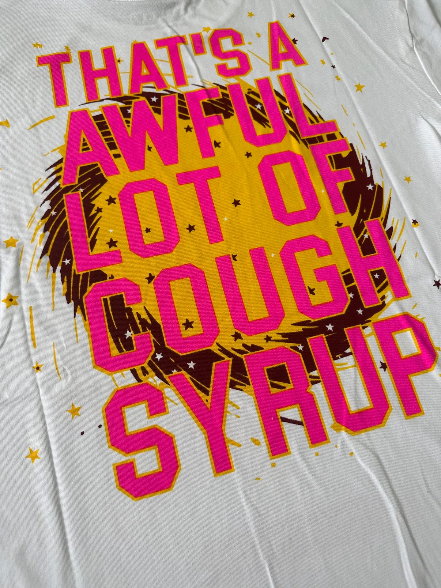#White | THAT'S A AWFUL LOT OF COUGH SYRUP In Stock Real shot American simple trendy brand loose casual T-shirt Fabric (fabric): 32 counts Weight combed double yarn pure cotton Sizes (size): S-M L X L Color (colour): White